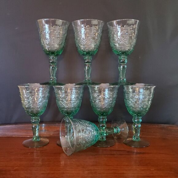 Mikasa Tender Leaves 12 oz Water Goblets 7.25" Glasses Green - Picture 1 of 9